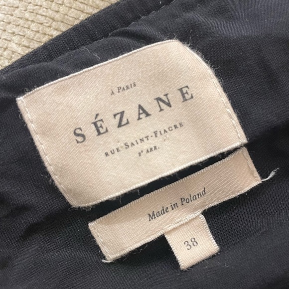 SEZANE Women Carolle Front Buttons Black Dress 38 Mid-length CUTE - Picture 2 of 8